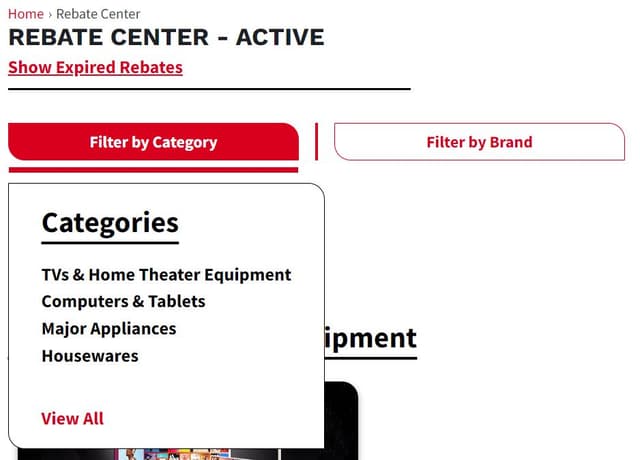 Rebate Center Page